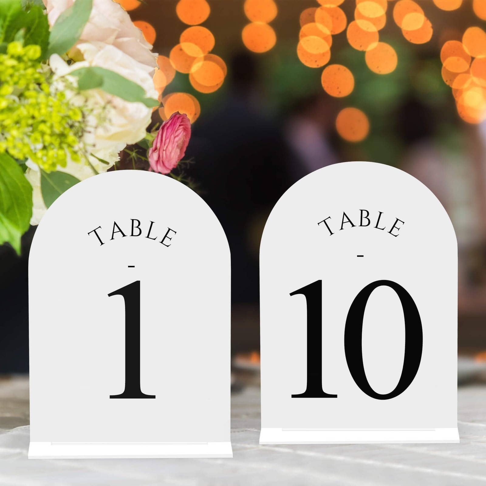 Arch Wedding Table Numbers 1-10 with Stands – Double-Sided Printed 5″ X 7″ Ac…
