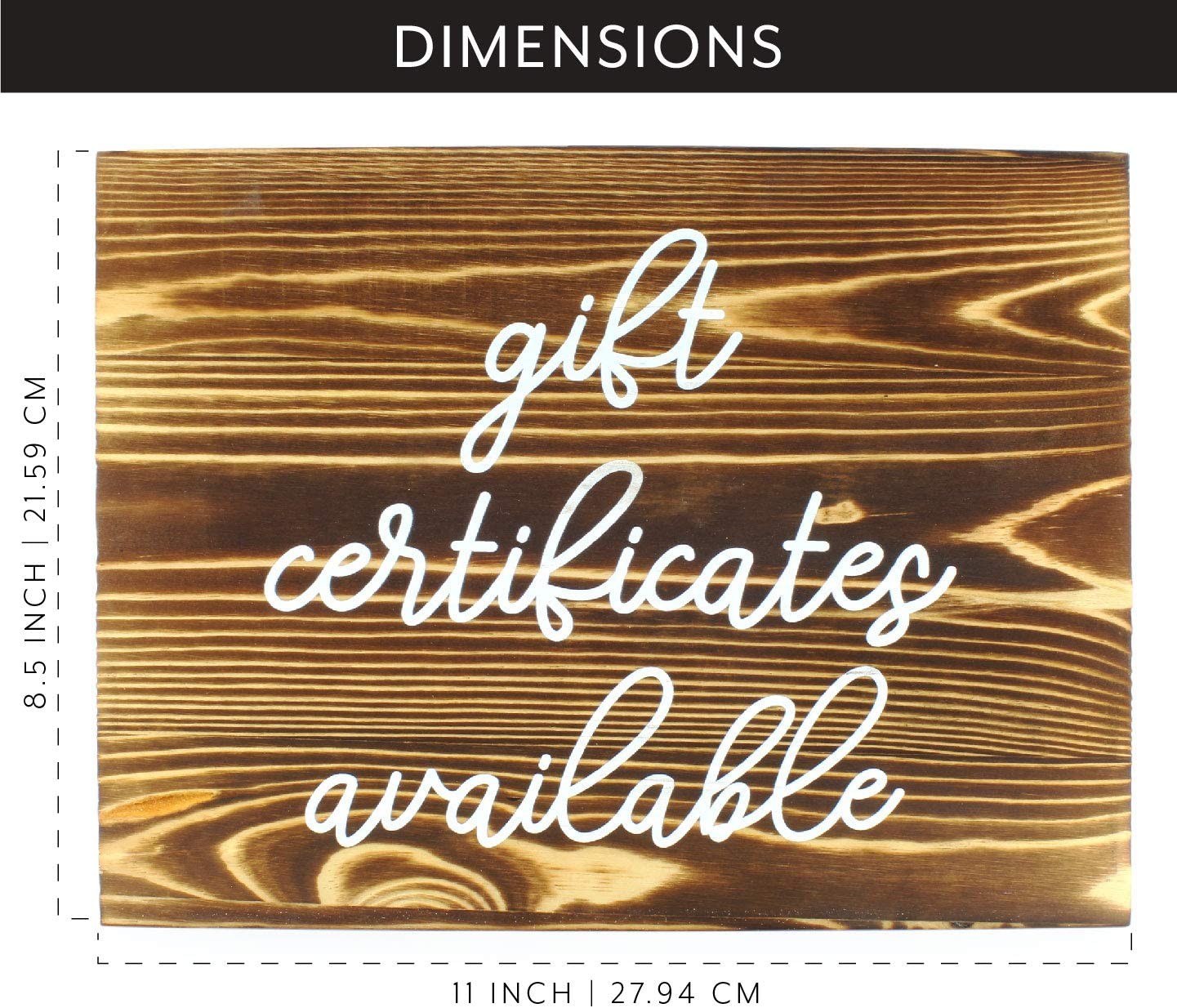Gift Certificates Available Sign, Brown Wood Retail Store Display Plaque