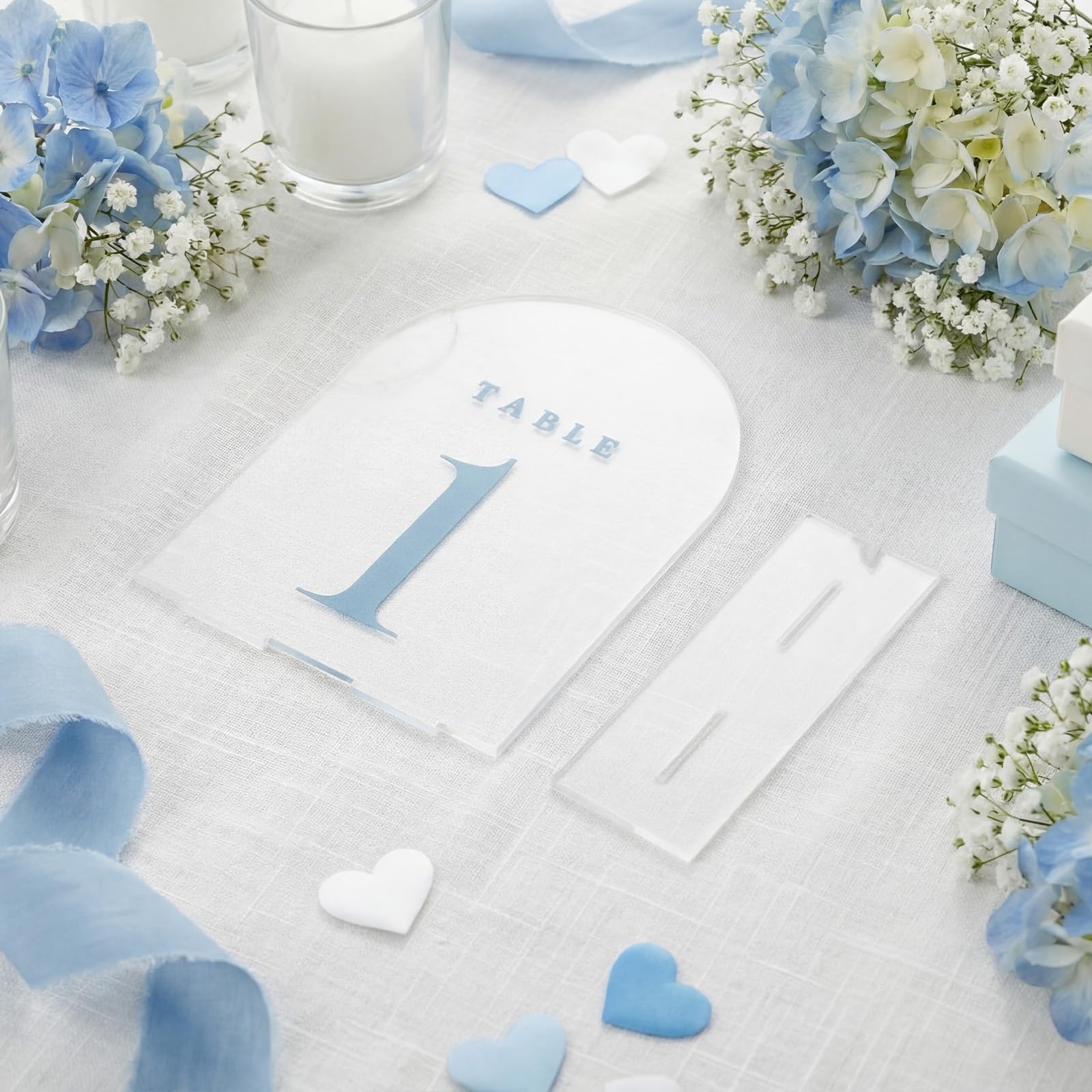 BrightRow 15 Pcs Frosted Arch Wedding Table Numbers with Stands 1-15, 5″x7″ A…