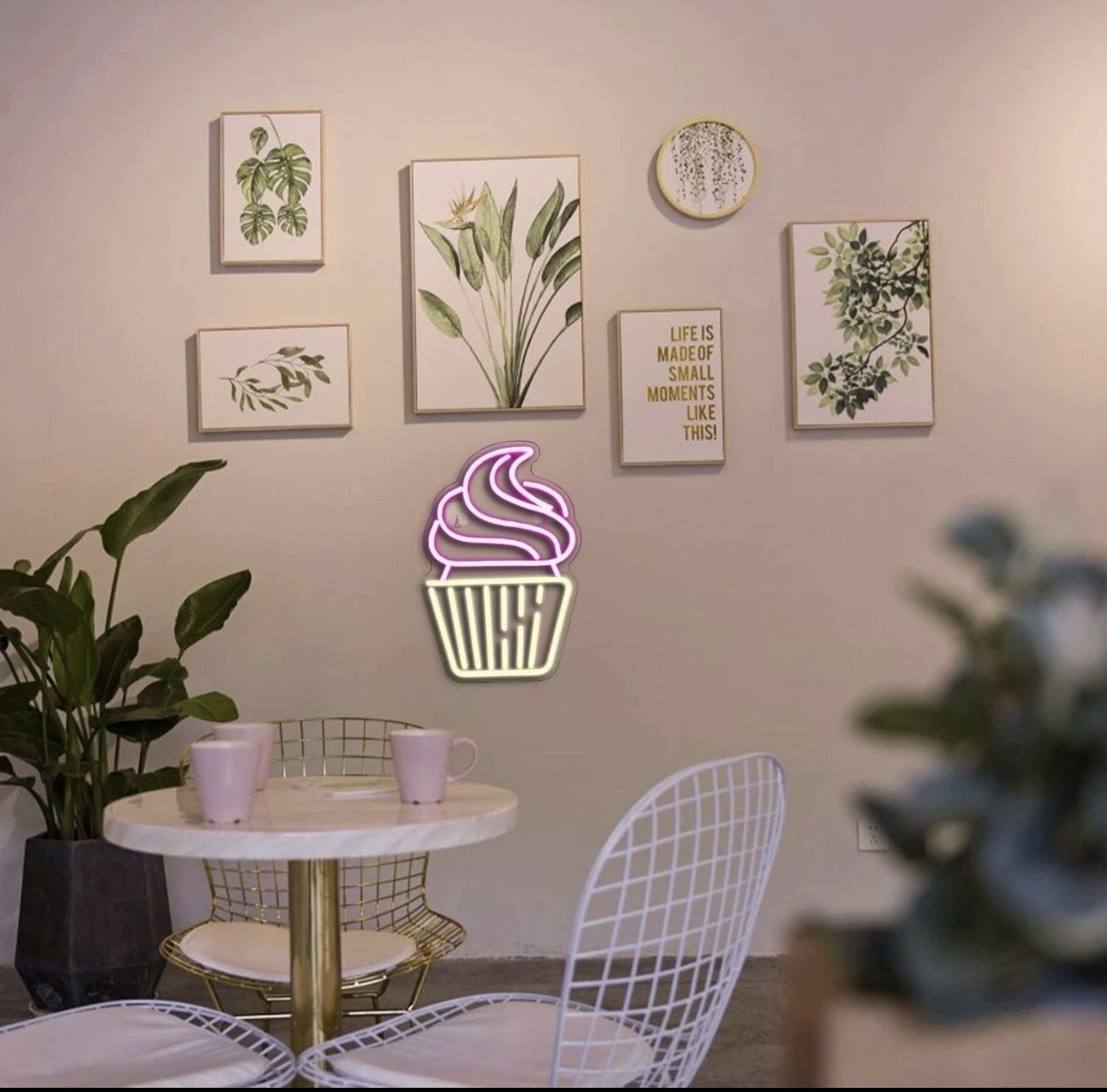 Neon Sign LED Cupcake Wall Decor Pink Warm White Bakery Party Lights
