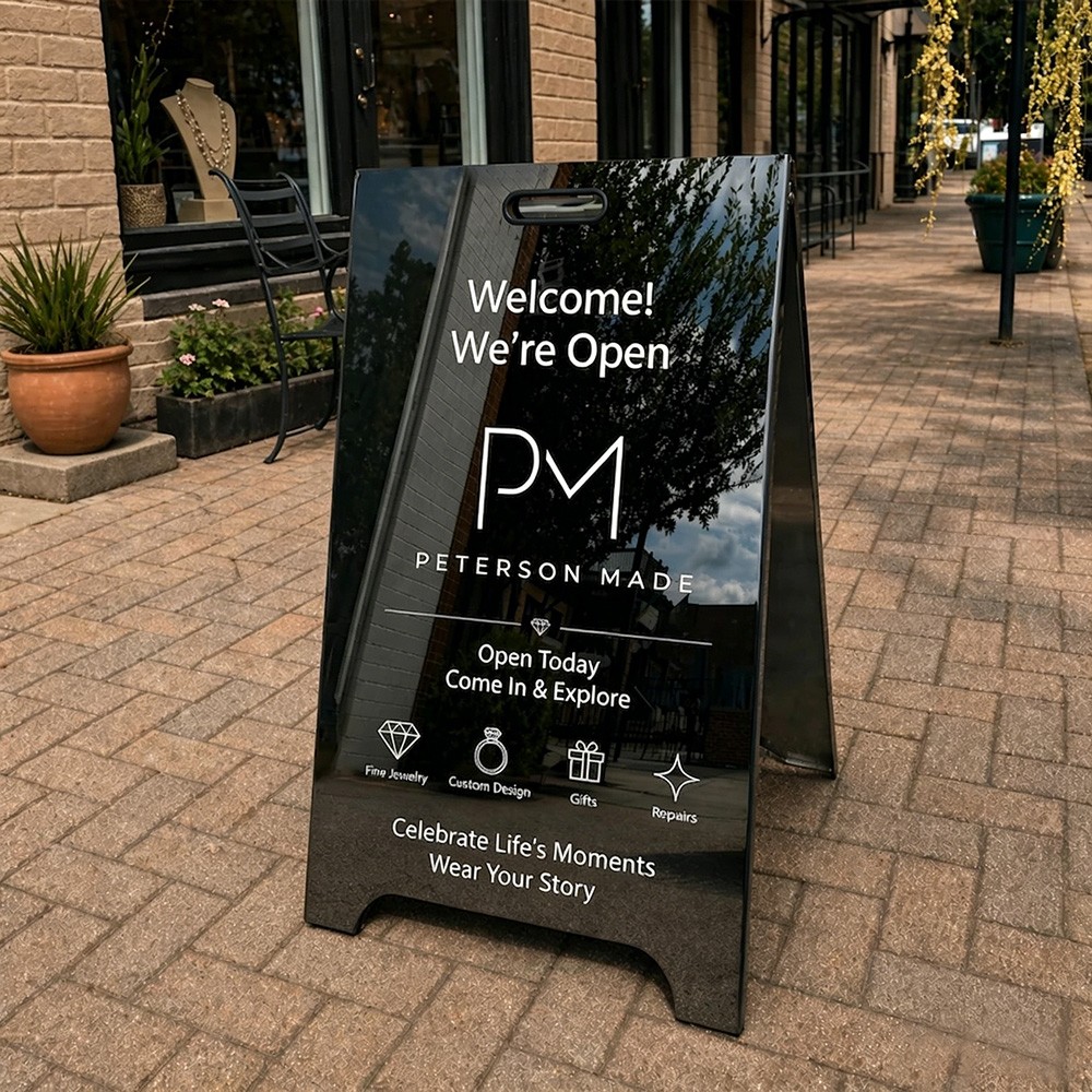 Custom A-Frame Sidewalk Sign Double-Sided Stainless Steel Outdoor Display