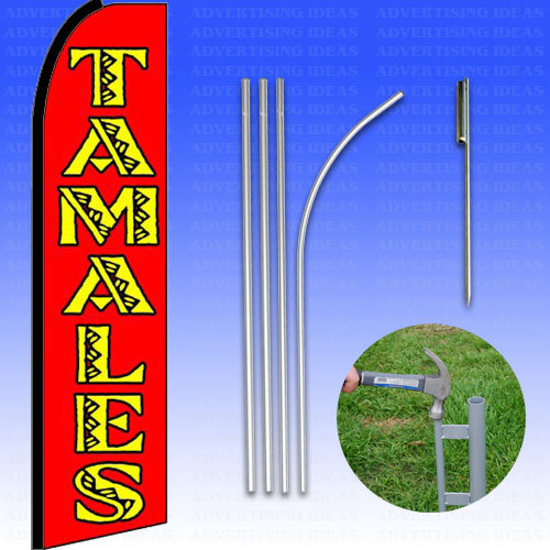 Feather Flag Swooper Advertising Flag Banner Sign 15′ Tall Kit – TAMALES