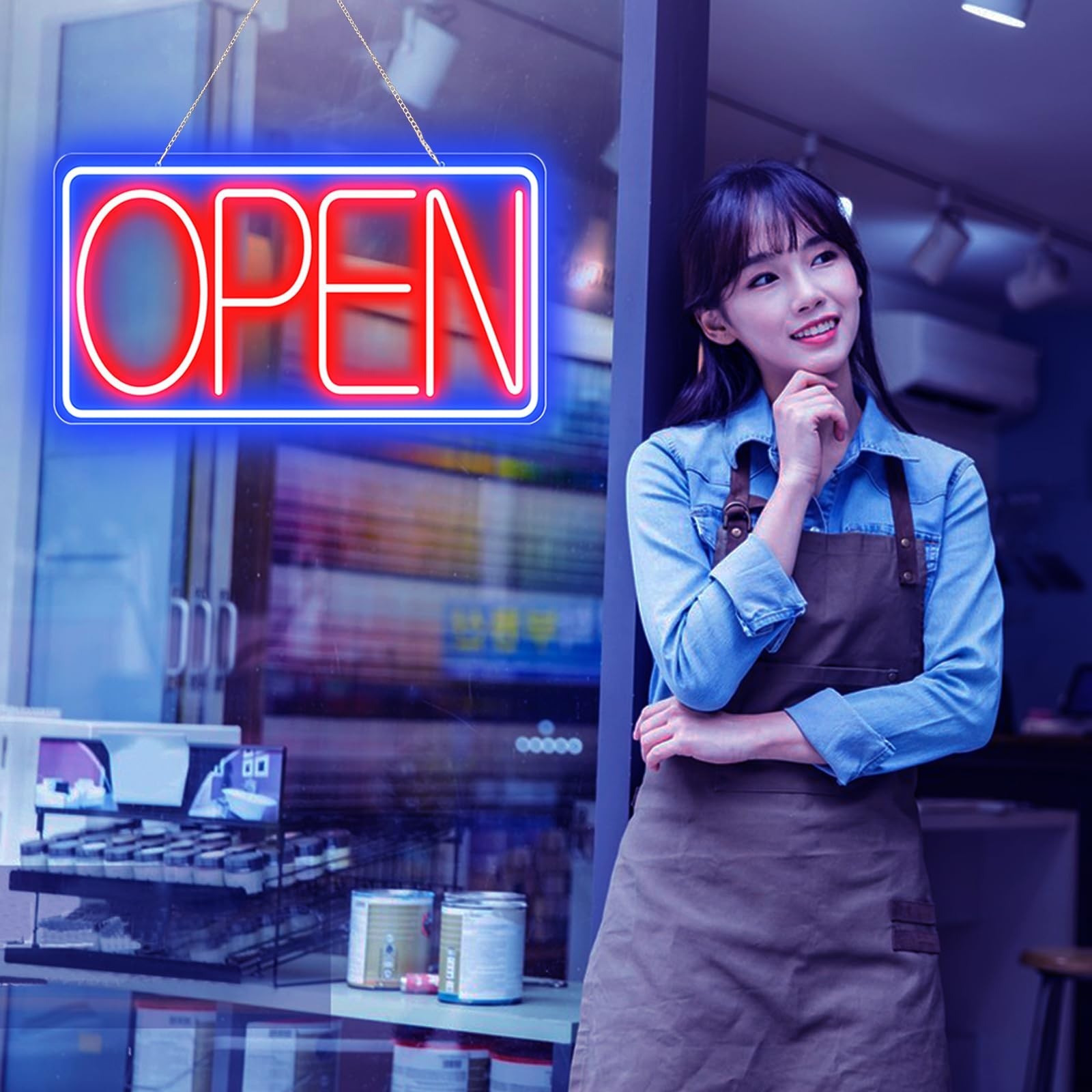 16.5″ X 9″ Ultra Bright LED Neon Open Sign – Plug-In Light for Bar, Salon, Cafe,