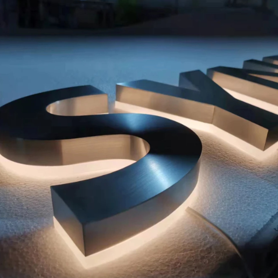 Custom 3D Metal Sign Business Signage LED Backlit Letter Outdoor Storefront Logo