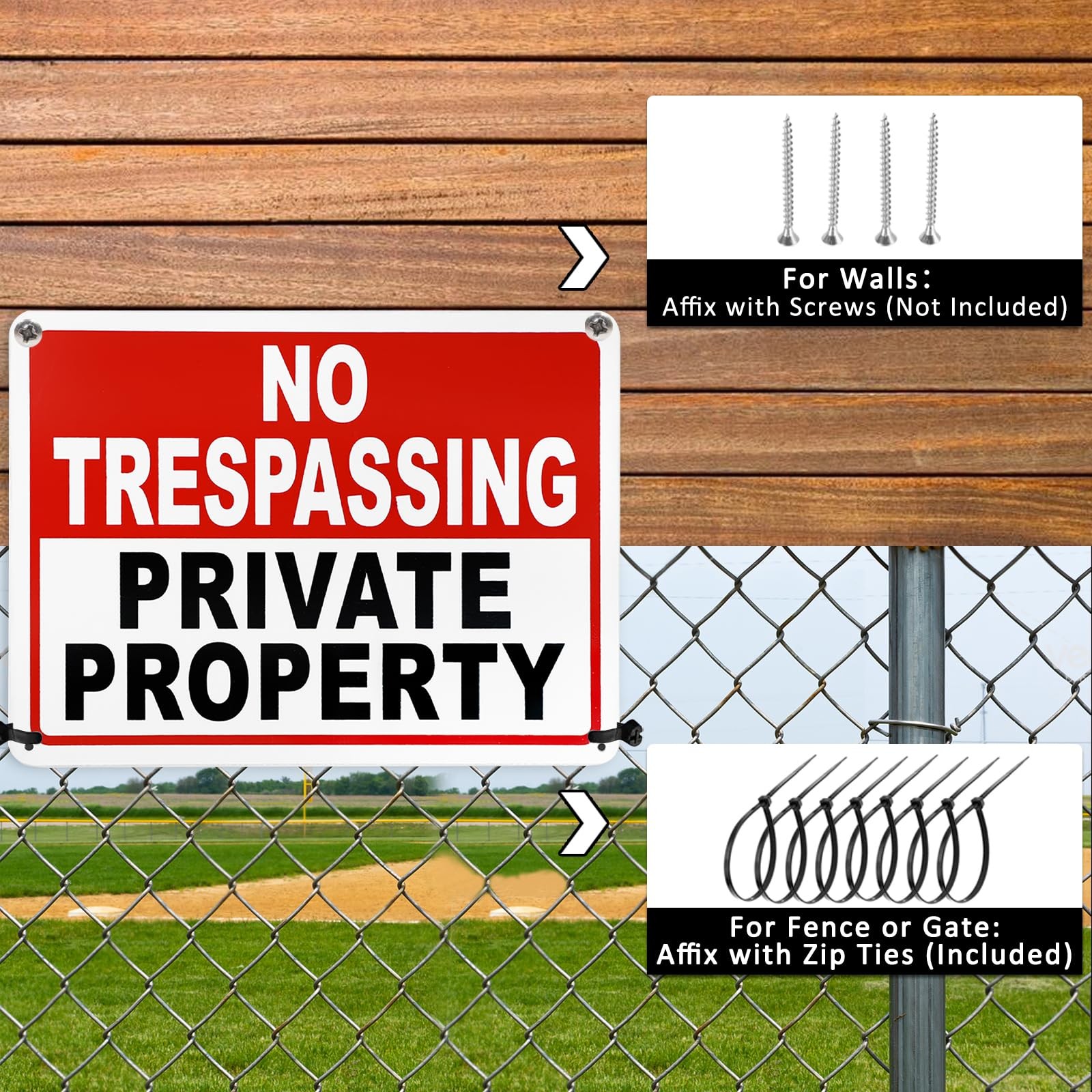 2 Pack No Trespassing Signs Private Property – 10×7 Inch 40 Mil Rust Free Alu…