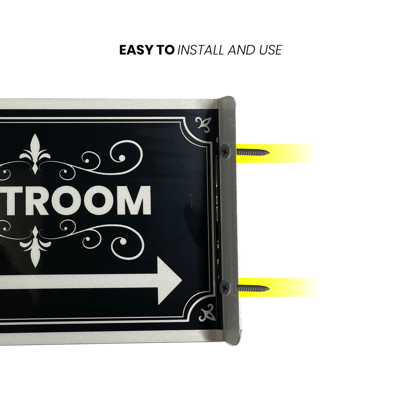 2 Pack Double Sided Aluminum Restroom Signs Metal Bathroom Signs 12″x5.5″