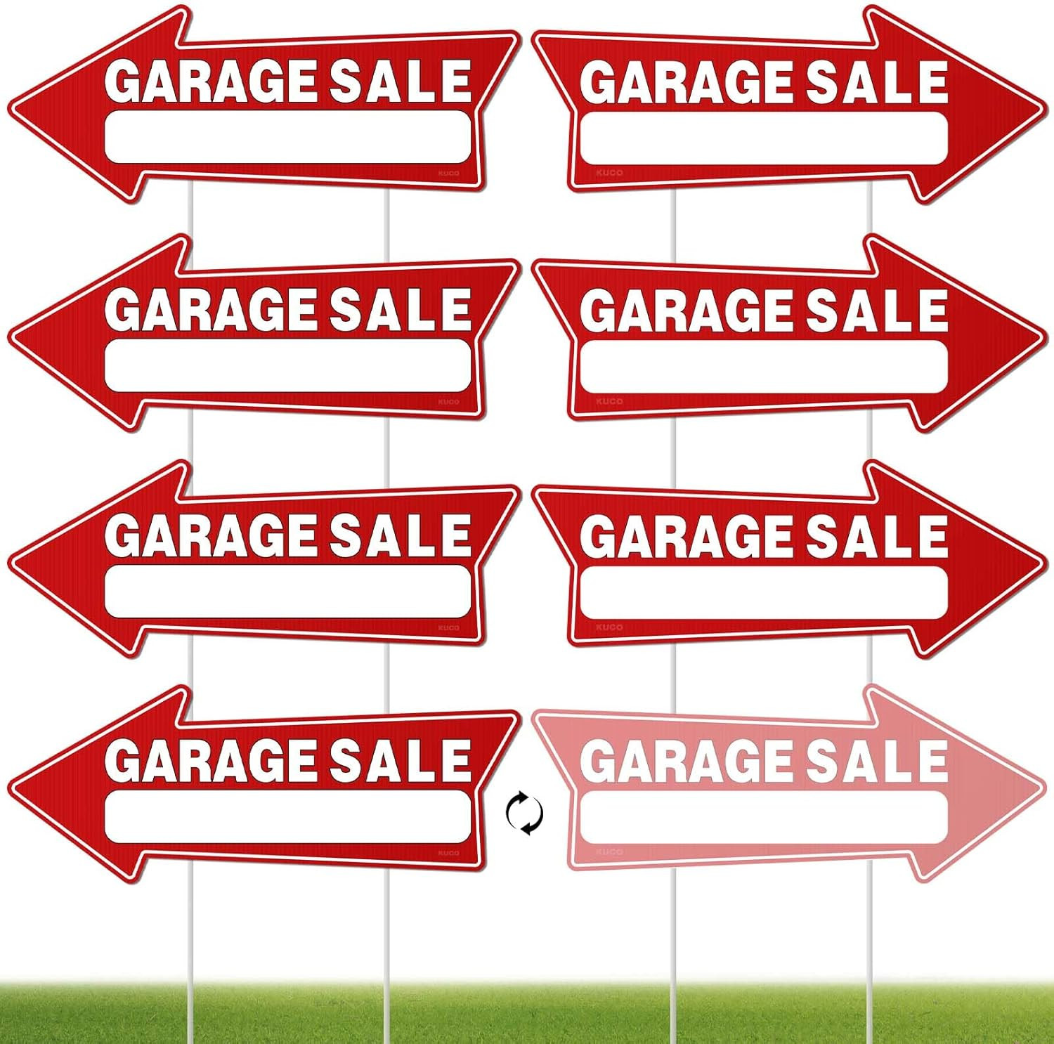 7 PC Garage Sale Signs with Stakes 17 X 6 Double-Sided Garage Sale Arrows Ya