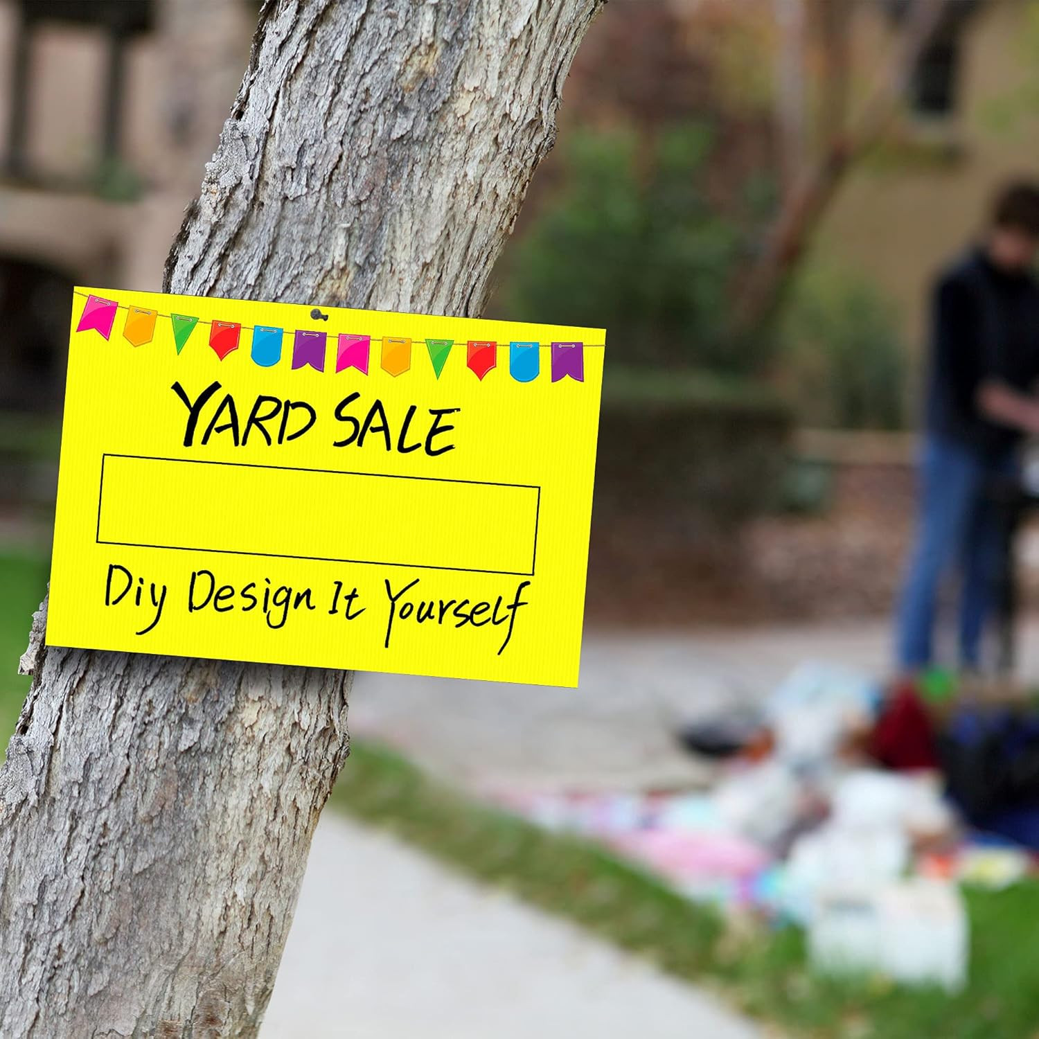 Blank Yard Signs with Stakes, Yellow 4 Pack12″X18″ Corrugated Plastic Sheet for