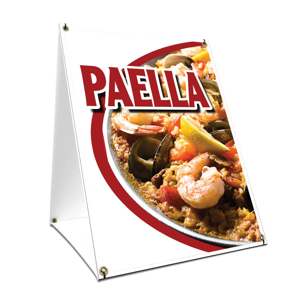 A-frame Sidewalk Sign Paella With Graphics On Each Side