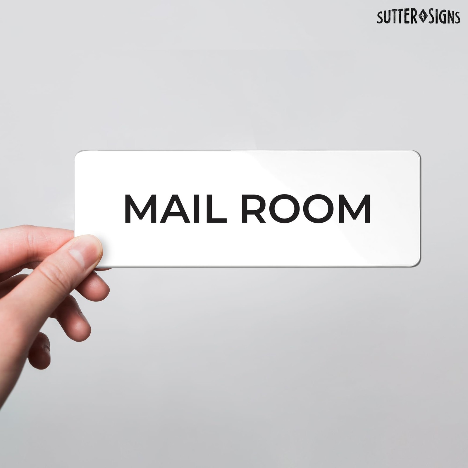 Mail Room Sign Durable ABS Plastic Adhesive Backing Wall Door 2×6 Inch Set