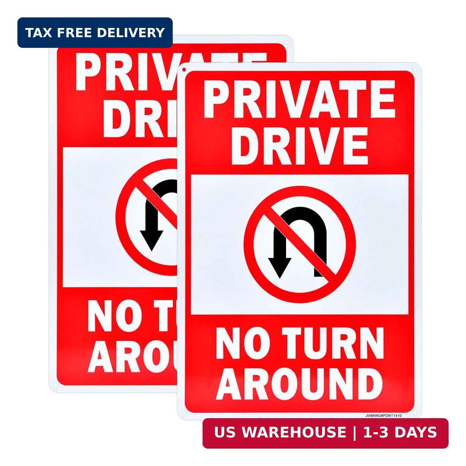 2 Pack Private Drive No Turn around Sign, 10″ X 14″ Driveway Signs No Turnaround