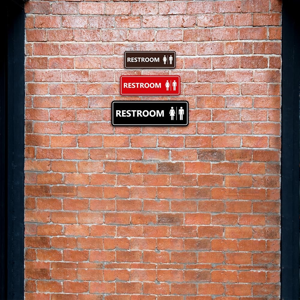 1 Pack All Gender Restroom Sign, Black Gold, Large, Standard, Wall, Bathroom