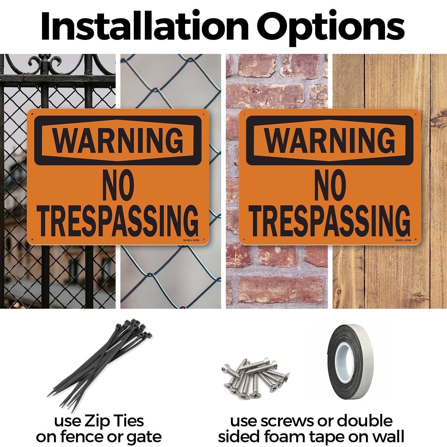 No Trespassing OSHA Warning Sign Metal, Plastic, Or Decal – 5 or 10 Pack