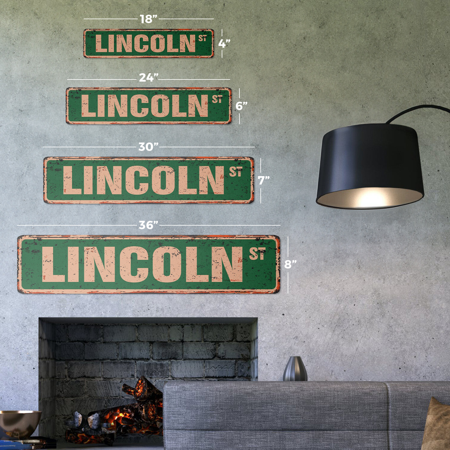 LINCOLN Vintage Street Sign Childrens Name Room| Indoor/Outdoor