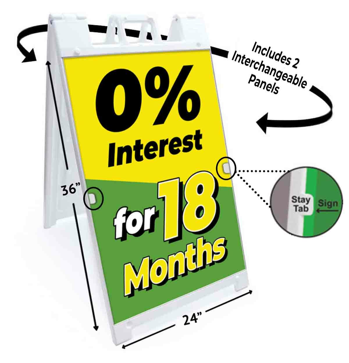 0% INTEREST Signicade 24×36 A Frame Sidewalk Pavement Sign Double Sided Sandwich