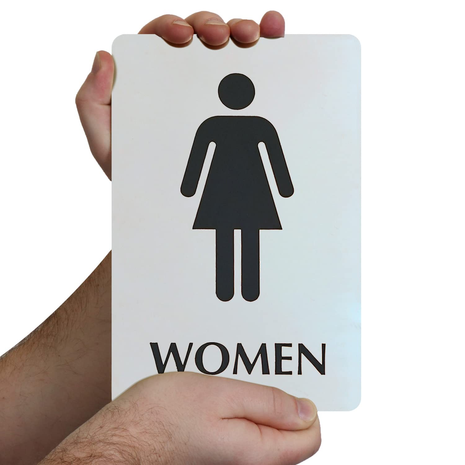 6×9 Inch Womens Restroom Sign Stainless Steel Engraved Door Mount Silver