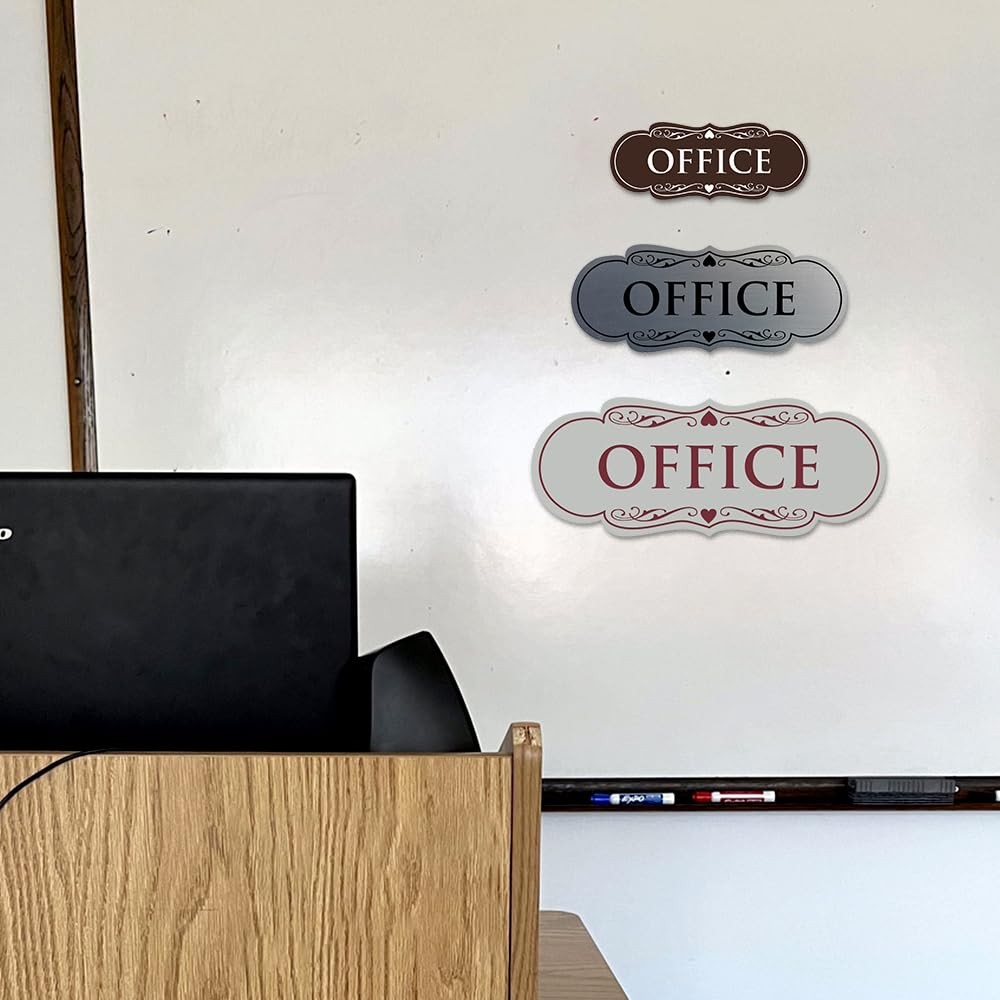 Designer Office Sign | Easy Installation – Brushed Gold – Medium 1 Pack