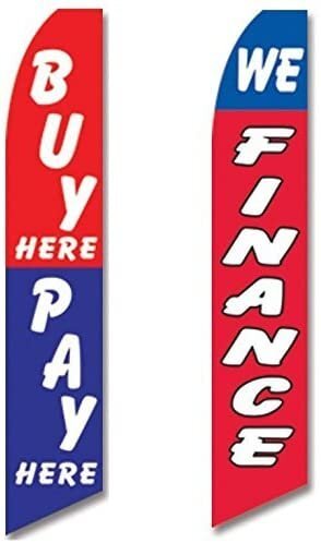 Swooper Flags 2 For 1 Pack Buy Pay Here We Finance White Blue Red