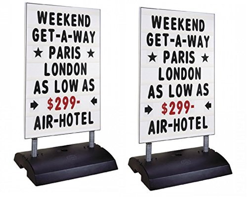 Two (2) Standard White Springer Sidewalk Curb Message Board Signs with Letters