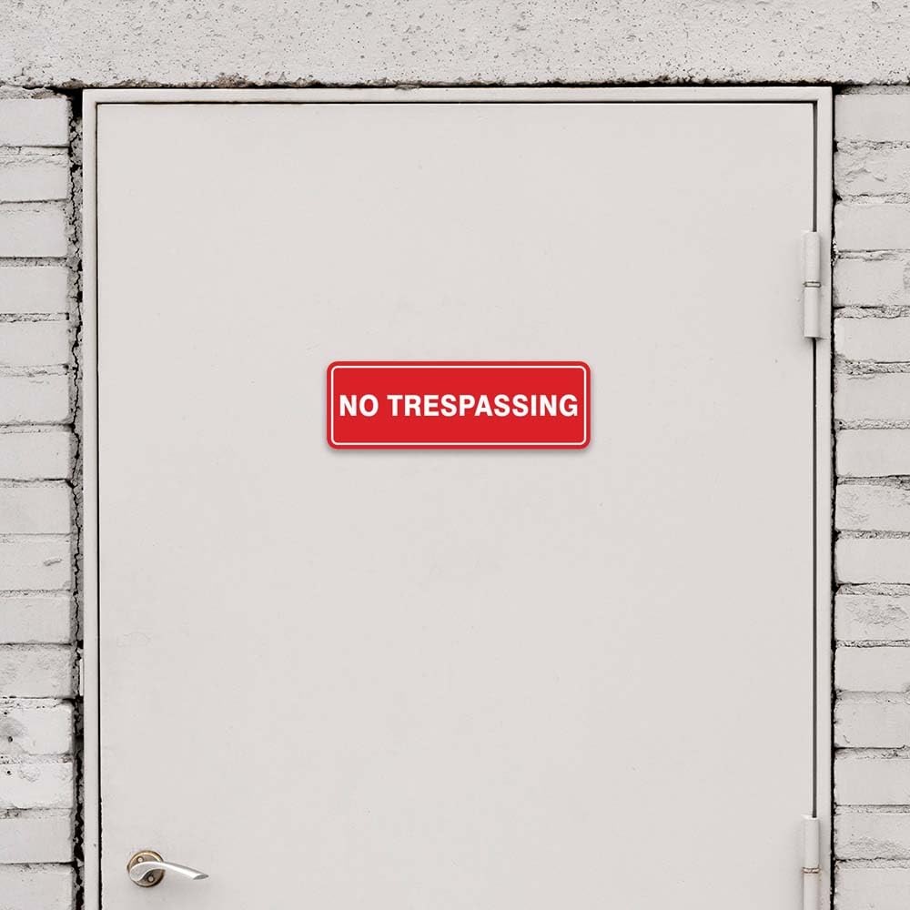 Standard NO TRESPASSING Door/Wall Sign – Black – Medium 1 Pack