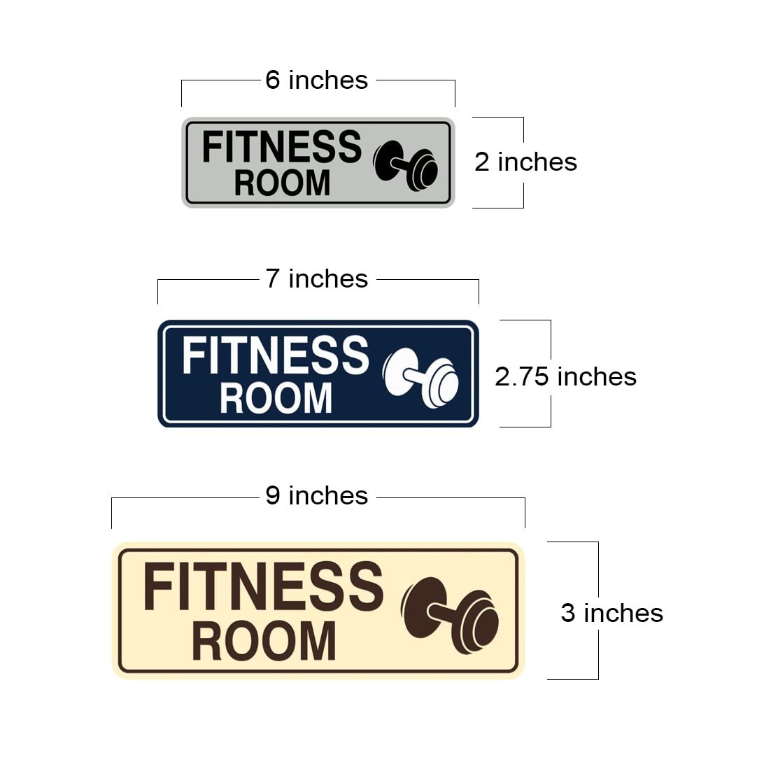Standard Fitness Room Sign Brushed Silver Medium Wall Door Mount Decor