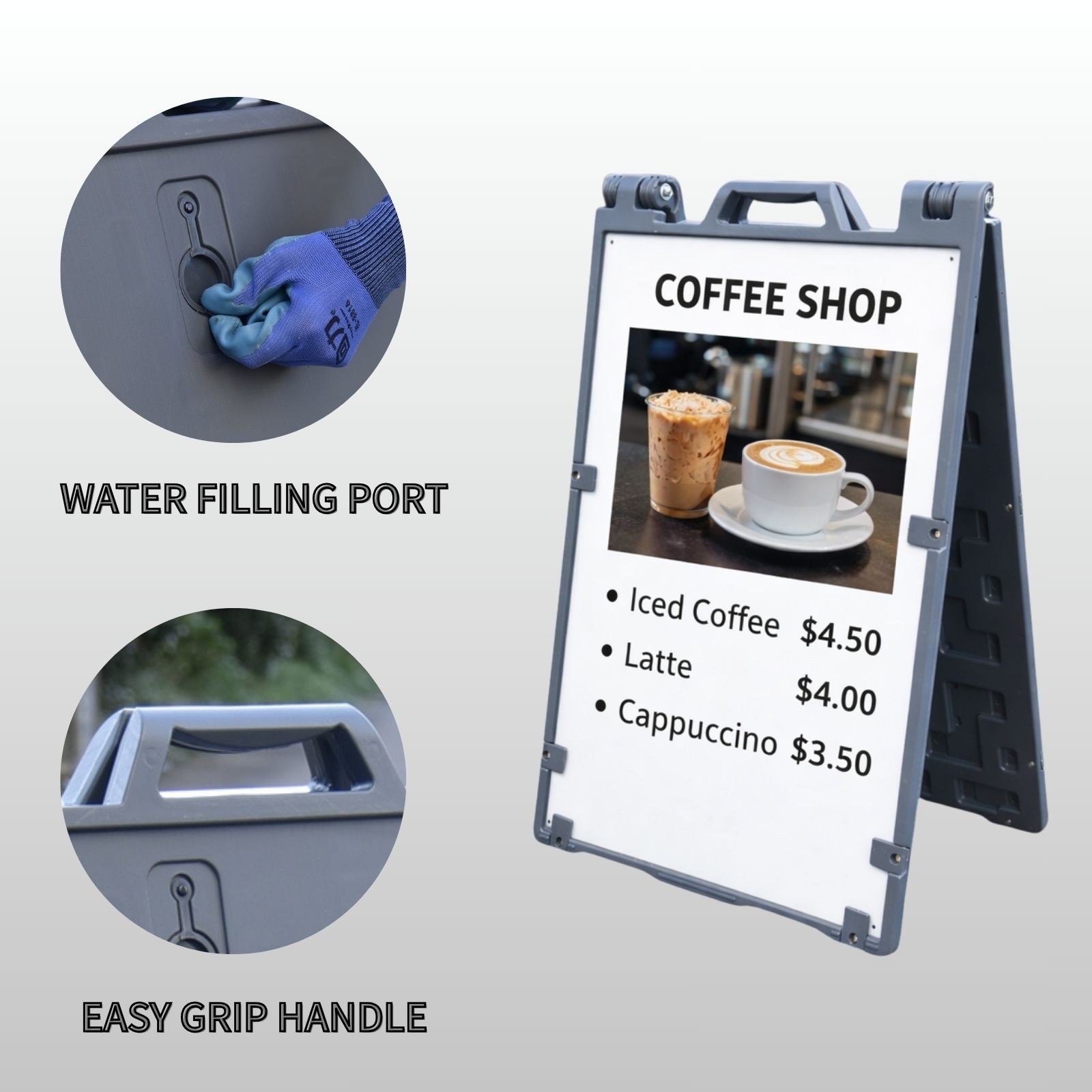 1Pack 24×36” Double Sided A-Frame Sandwich Board Sign Foldable Black Frame Only