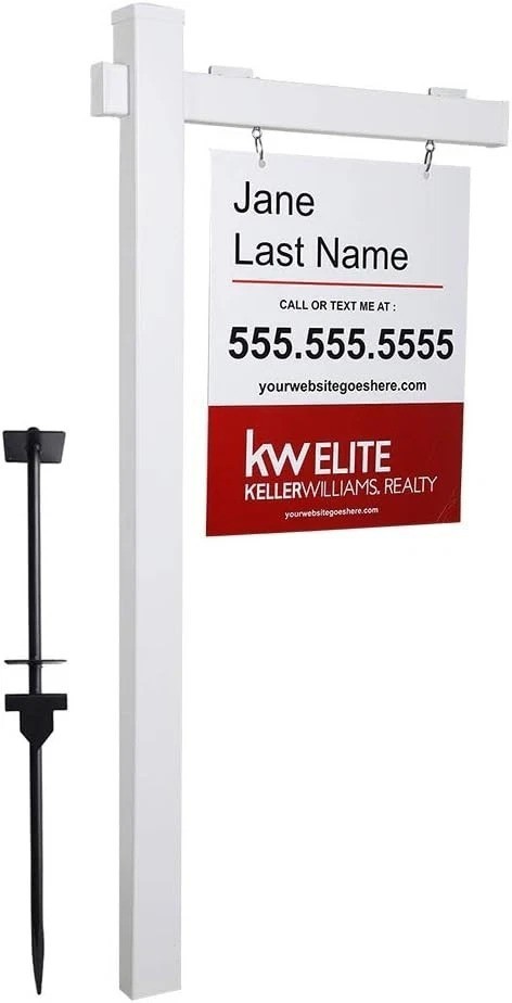 Vinyl PVC Real Estate Sign Post 6ft. Tall 4″x 4″x 72″ Realtor Yard Sign Post …