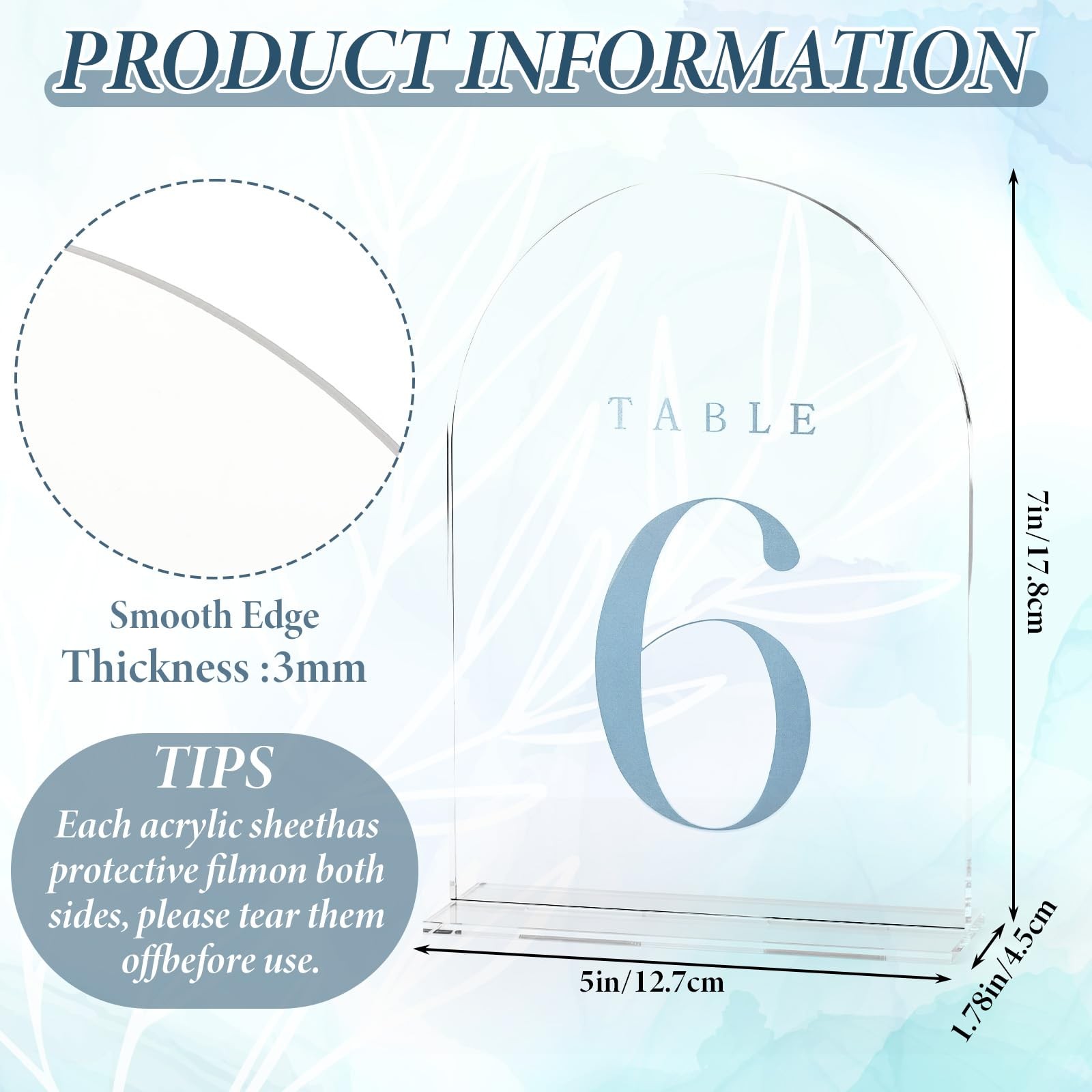 BrightRow 15 Pcs Frosted Arch Wedding Table Numbers with Stands 1-15, 5″x7″ A…