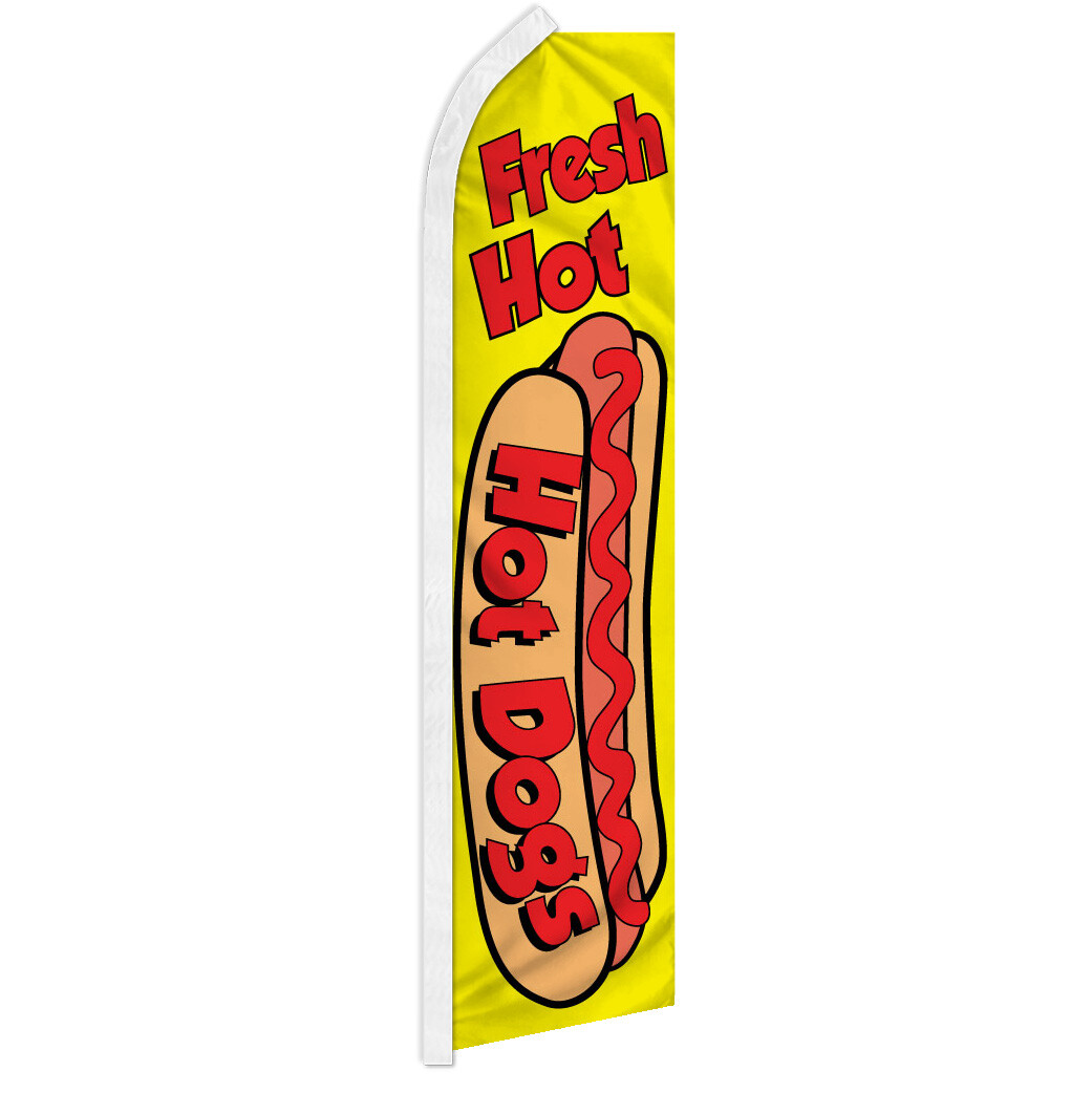 Fresh Hot Dogs Advertising Swooper Feather Flutter Flag Concessions Food