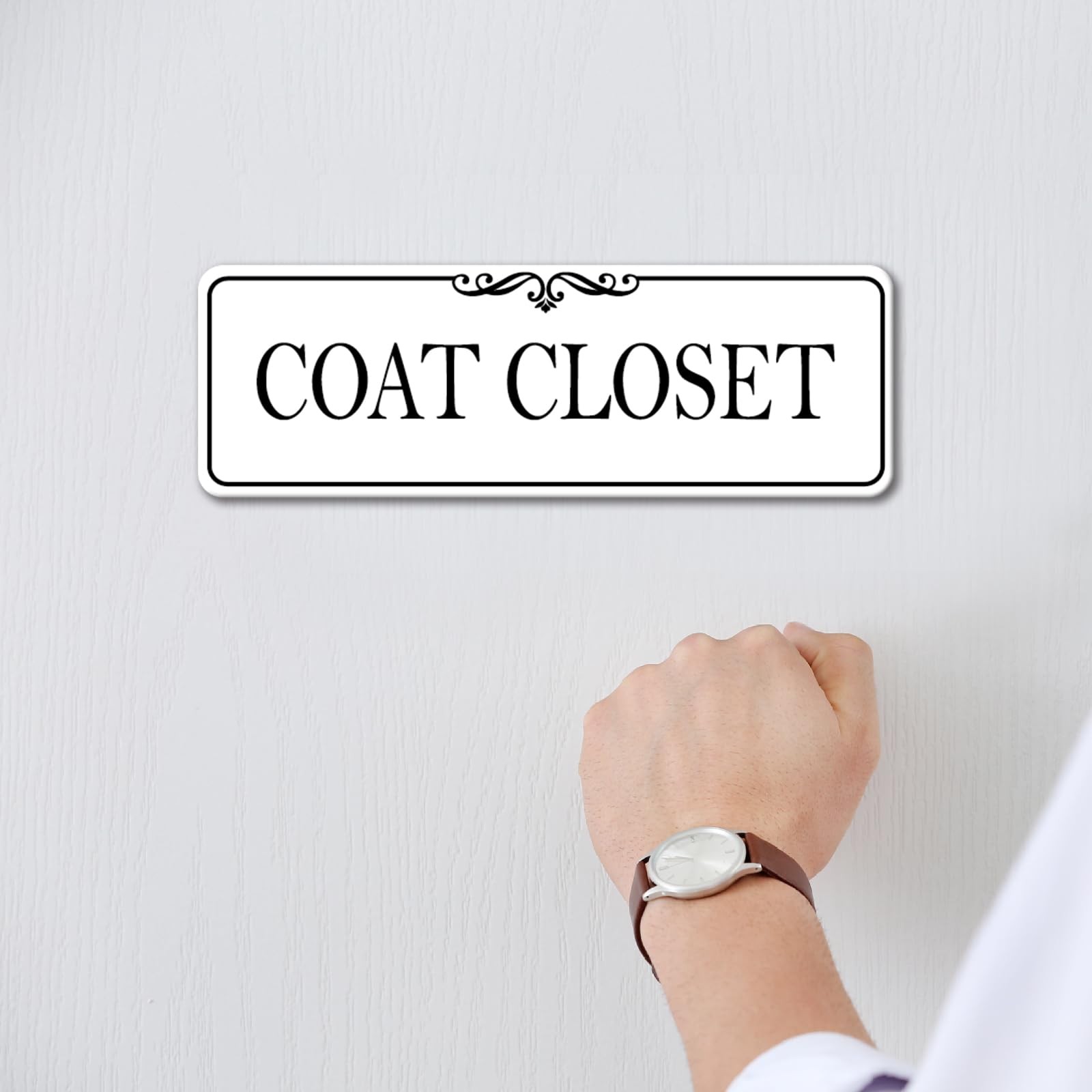 9×3 Inch Coat Closet Room Sign Acrylic SelfStick Wall Signage Elegant White