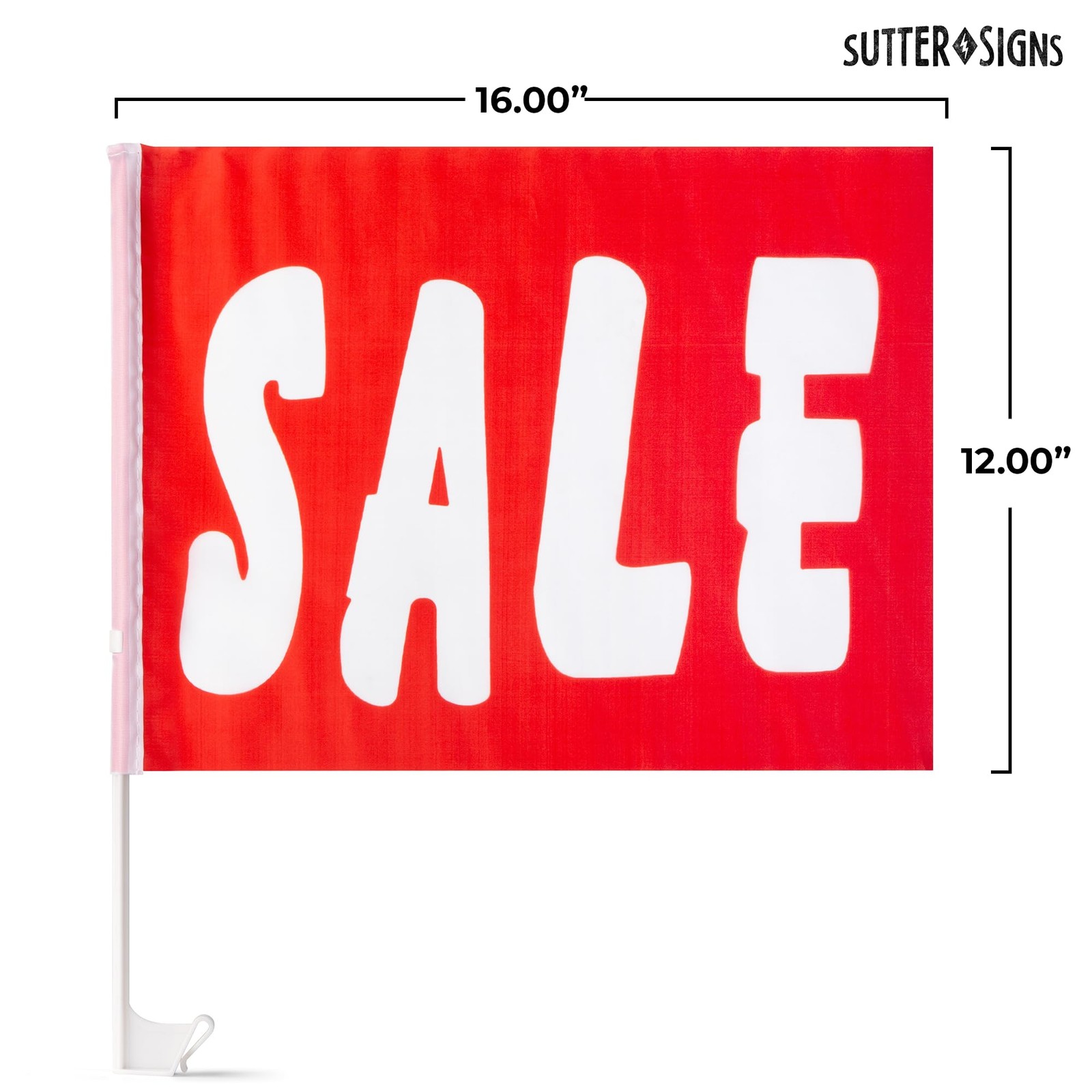Car Window Sale Flags for Dealerships 12×16 Inch Red Sale Clip On Window Flag…