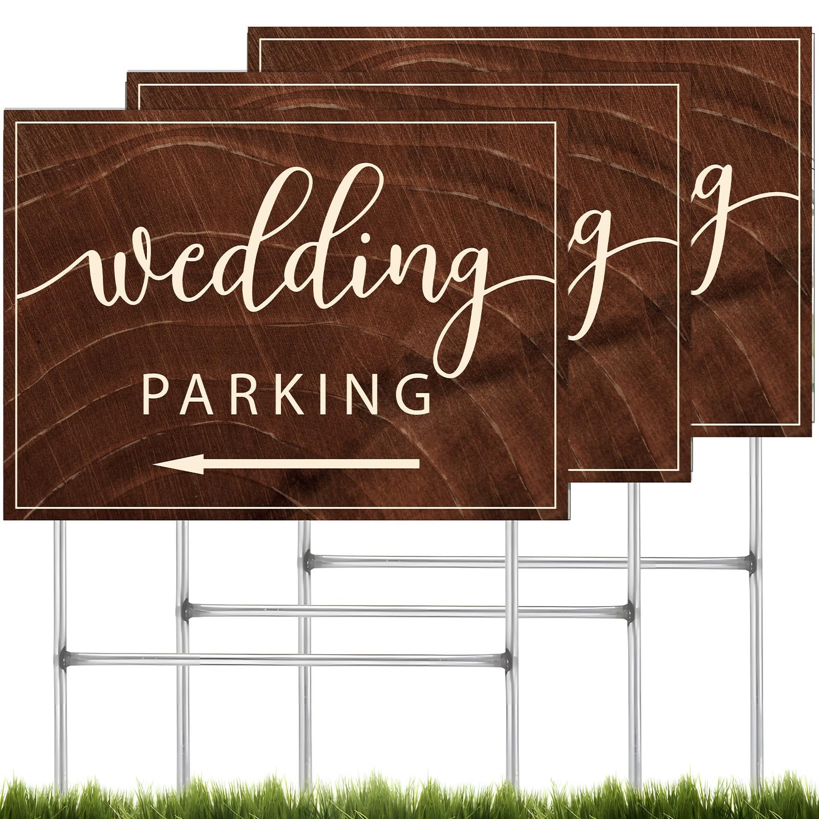 3 Packs Wedding This Way Direction Parking Signs Rustic Waterproof Plastic We…