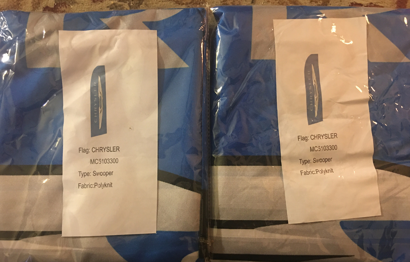 Set Of 2 CHRYSLER Swooper Flutter Feather Advertising Flag Car Dealership Flag