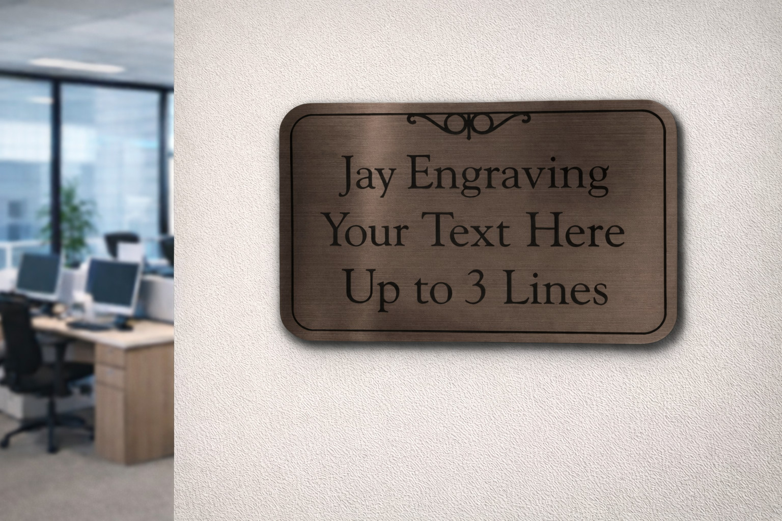 Custom Engraved Brushed Dark Bronze 3×5 Office Suite Wall Sign Plaque Nameplate