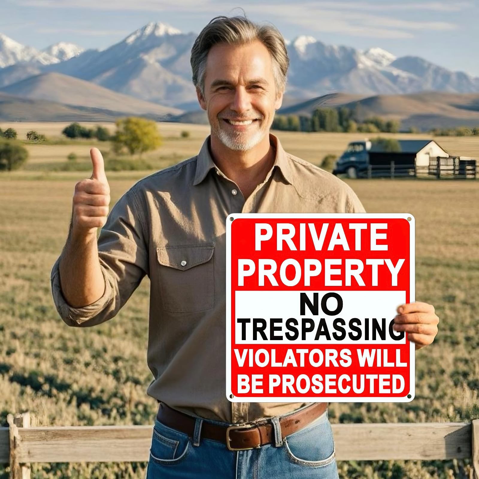 4 Pack Large No Trespassing Signs Private Property, 9.5 Inch x 9.5 Inch Priva…