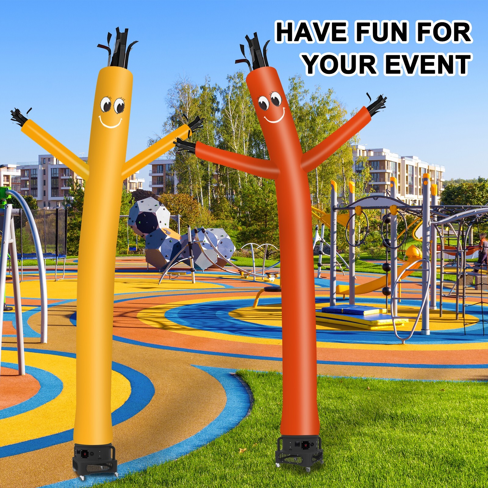 MOUNTO 20ft Yellow Inflatable Dancer Sky Puppet Dancer with 1hp 18inch Blower