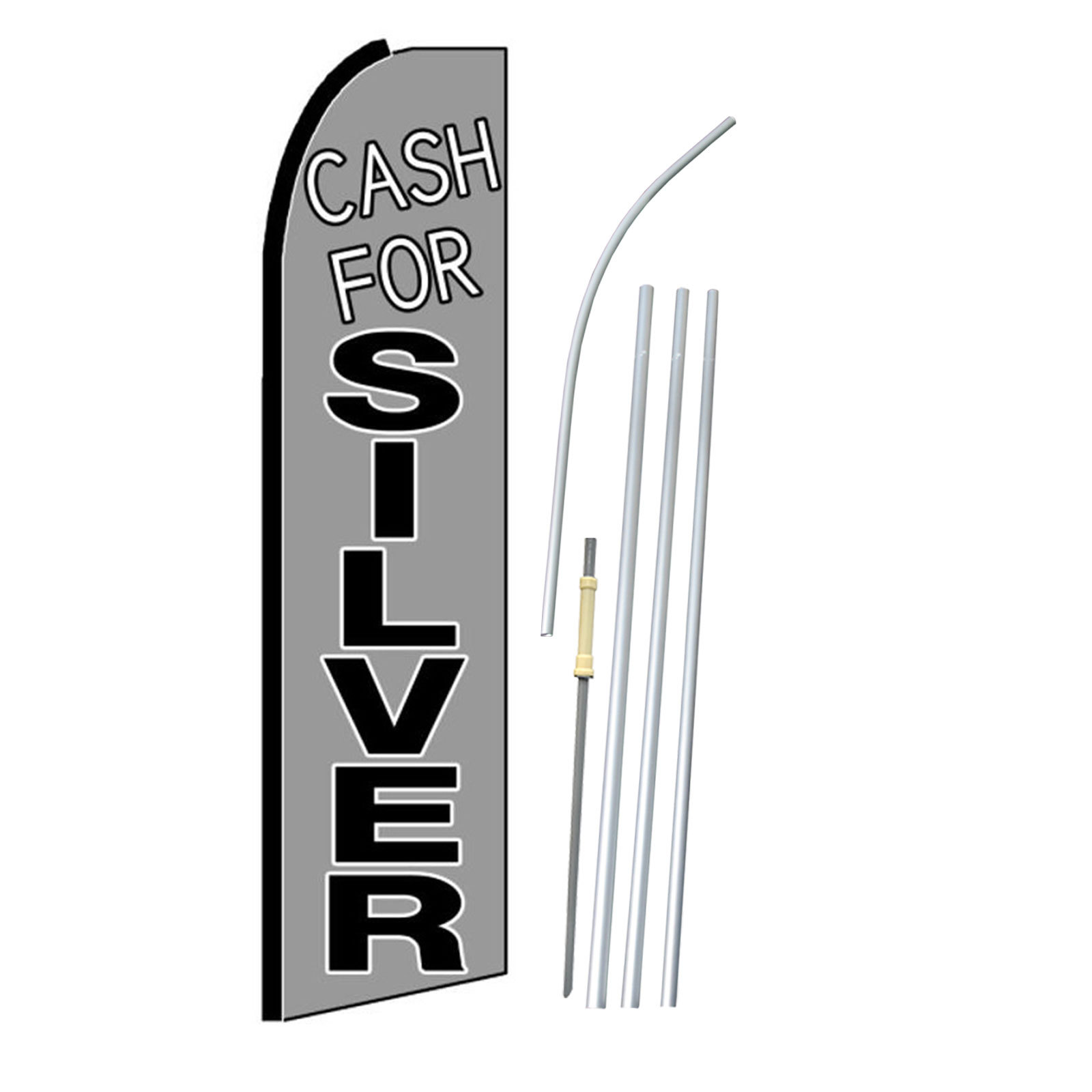 Cash For Silver Flag Flutter Feather Banner Swooper Bundle Kit