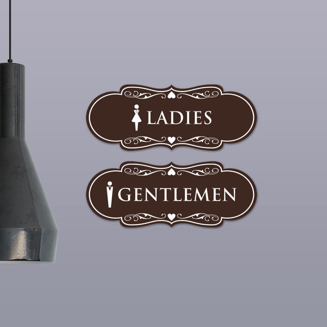 Designer Ladies and Gentlemen Figurines Restroom Signs Set of 2 Black Gold – …