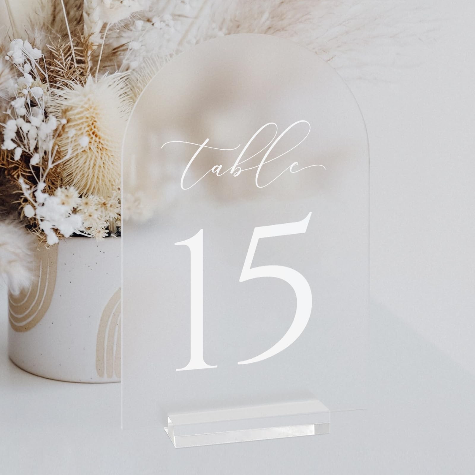 115 Frosted Arched Acrylic 5×7 In Wedding Table Numbers Signs With Stands