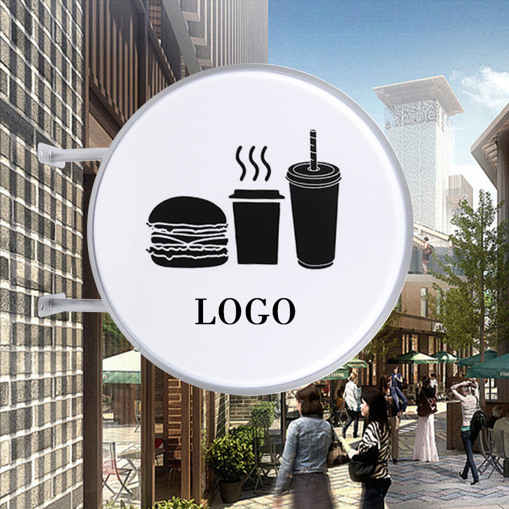Round LED Light Box Double Sided Advertising Illuminated Projecting Sign Outdoor