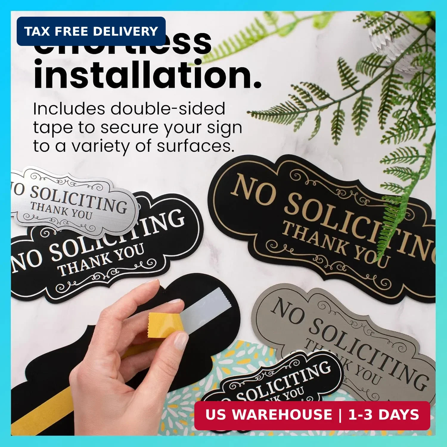 ExcelMark Premium No Soliciting Sign for House – Made in the USA (Small – 2″x 5″