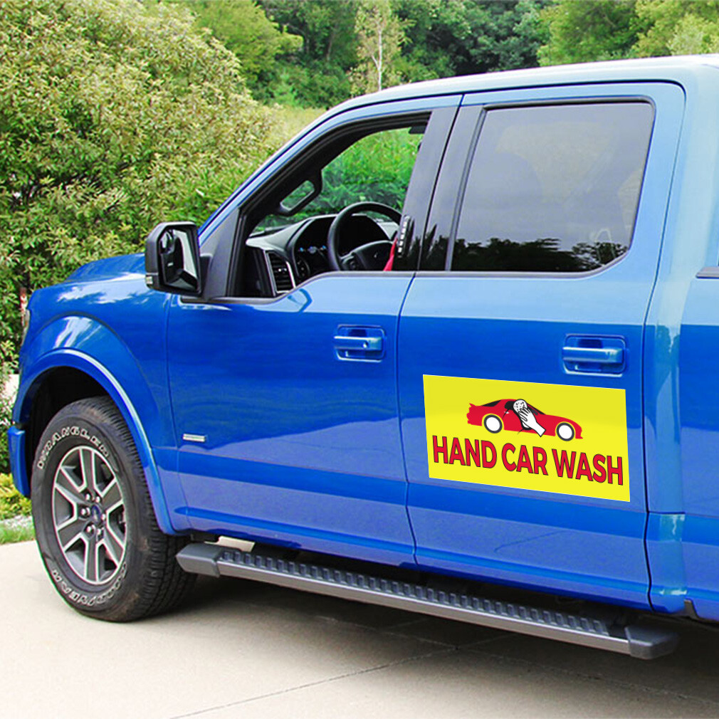 Car Magnet Set of 2 Hand Car Wash Outdoor Advertising Printing A Industrial Sign