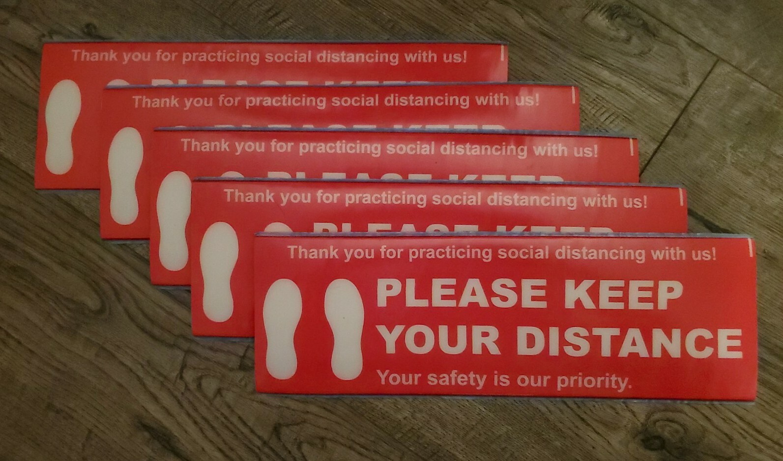 15 Pack Social Distancing FloorWall Decal Sign 12″×4″ Heavy Duty Laminated Vinyl