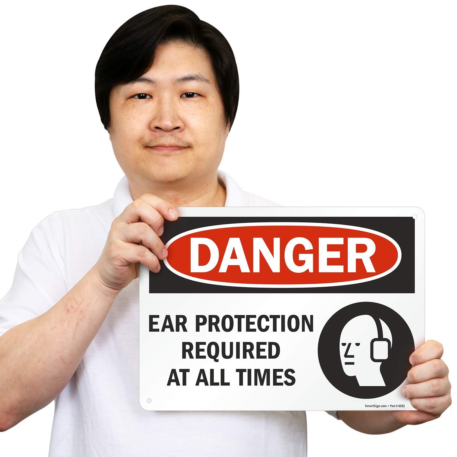 10 x 14 inch “Danger – Ear Protection Required At All Times” OSHA Metal Sign …