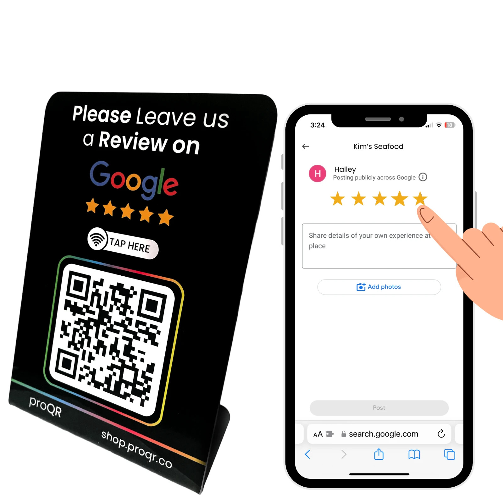 Google Review Smart Stand | Google Ratings | powered by proQR