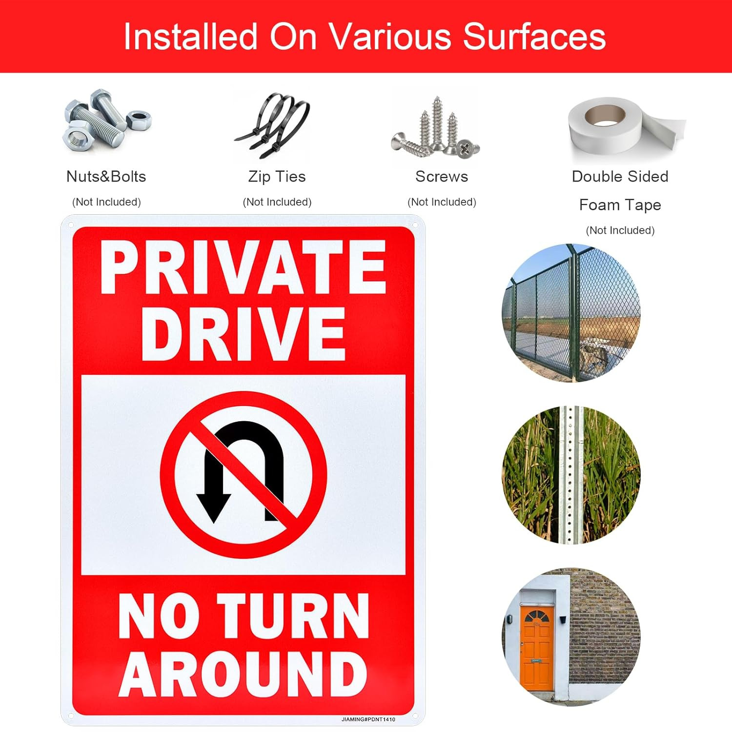 Private Drive Sign, No Turn around Sign, Driveway Signs No Turnaround, 2 Pack 14