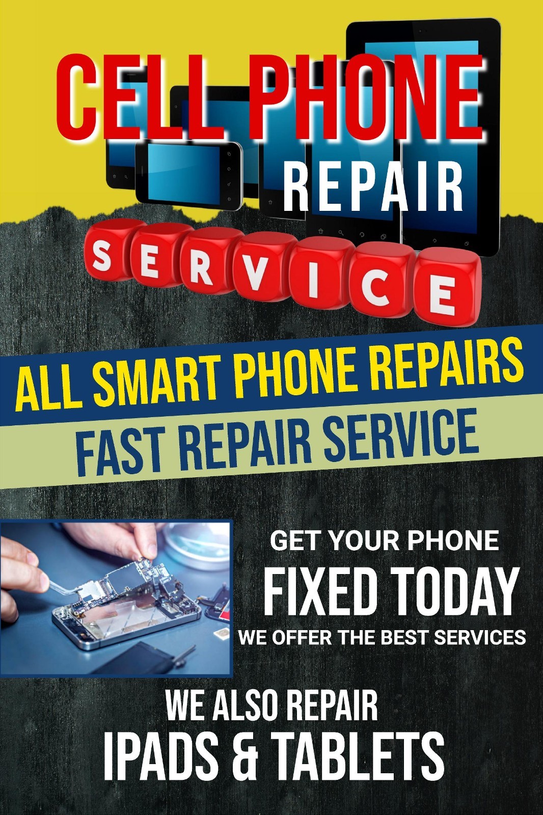 Cell Phone Repair Service Smartphone repair Advertising Poster Sign