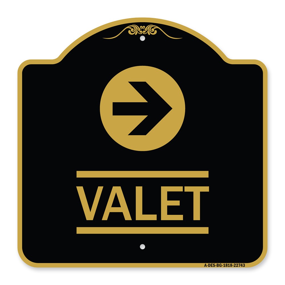 Designer Series – Valet Right Arrow Heavy Gauge Aluminum Architectural Sign