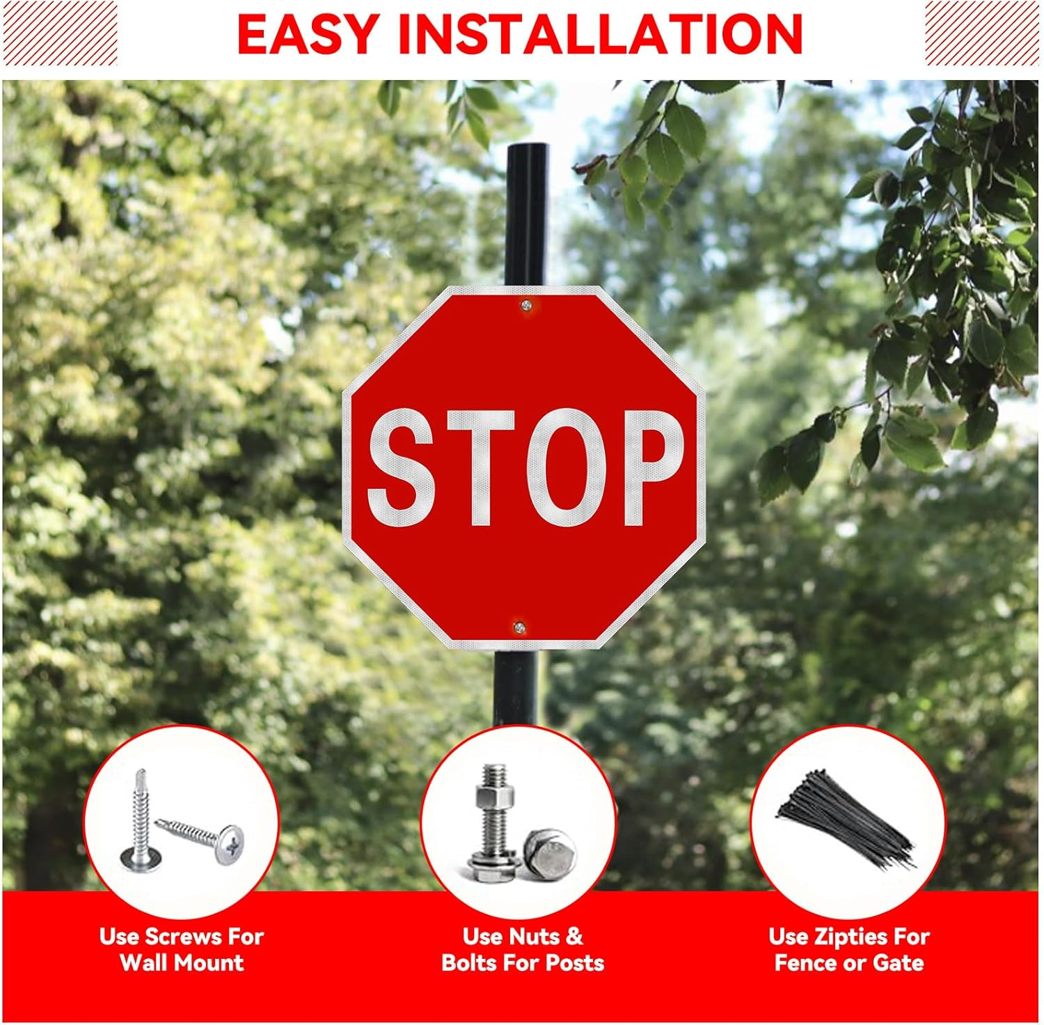 Stop Sign, 12 X 12 Inch Octagonal High Strength Aluminum Reflective Panel, Water