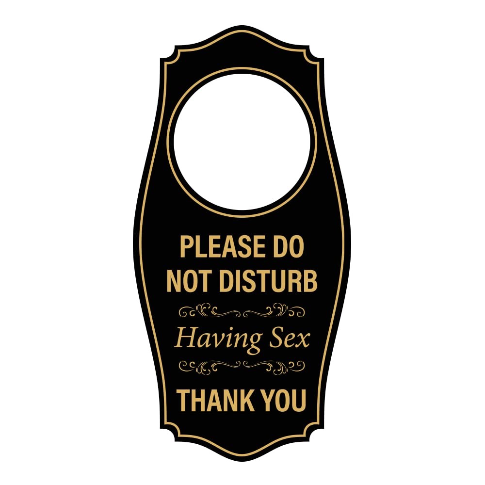 1 PC 4×8 inch Do Not Disturb Having Sex Thank You Door Hanger Black and Gold